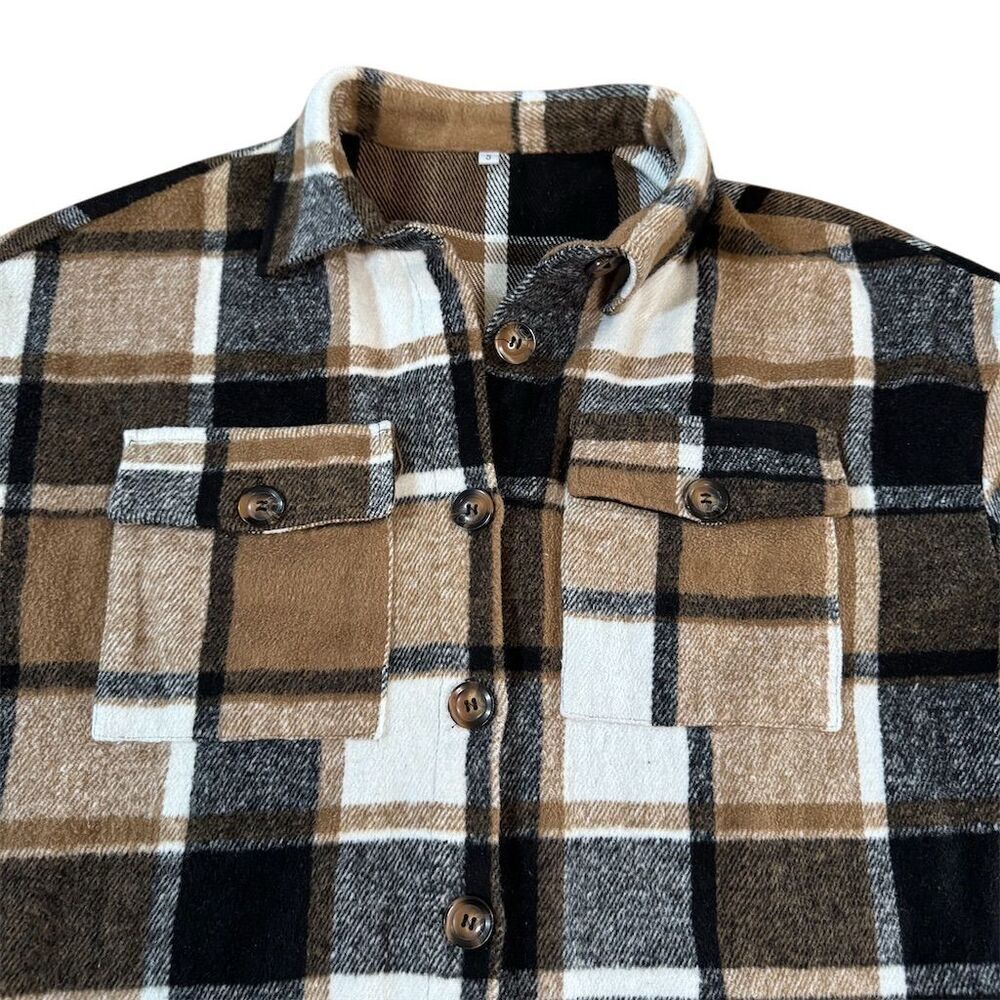 Plaid Button-Up Shacket Jacket Multicolor Size Small - Picture 2 of 5